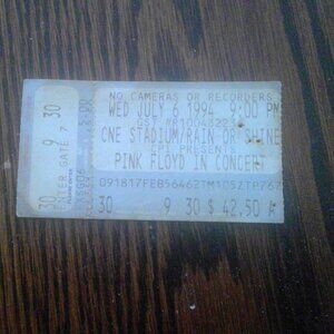 Price Drop!  Pink Floyd Concert Ticket Stub July 6, 1994Toronto CNE Stadium
